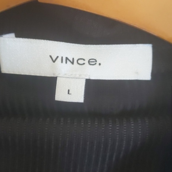 NWOT Vince Ribbed Mock Neck Sweater Black Lightweight Minimalist Neutral Large - Picture 6 of 17